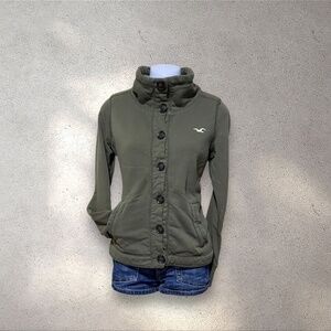 Vintage Hollister Army Green Sherpa Lined Button Up Jacket